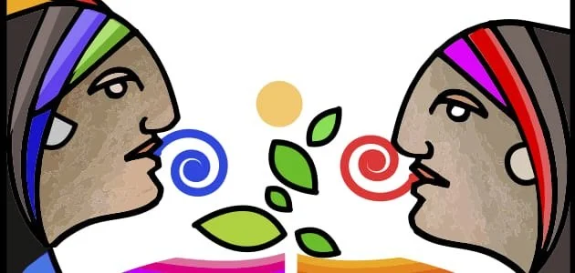 Ernesto Llerena García y Daniel Aguirre en una tertulia sobre la revitalización y enseñanza de las lenguas nativas de Colombia en la Universidad del Norte