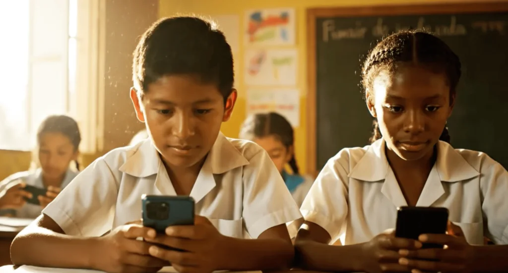 Adolescente mostrando signos de estrés y ansiedad debido a la saturación de información y el uso excesivo de redes sociales