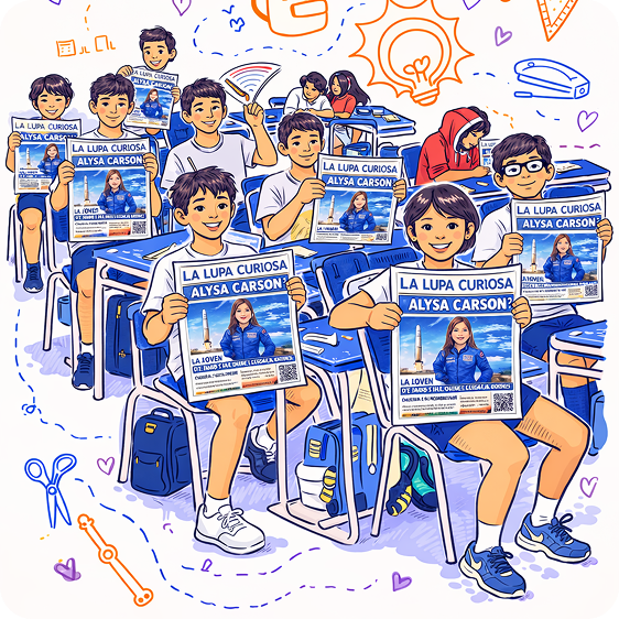 Estudiantes colombianos utilizando La Lupa Curiosa como herramienta pedagógica para cerrar la brecha de comprensión lectora