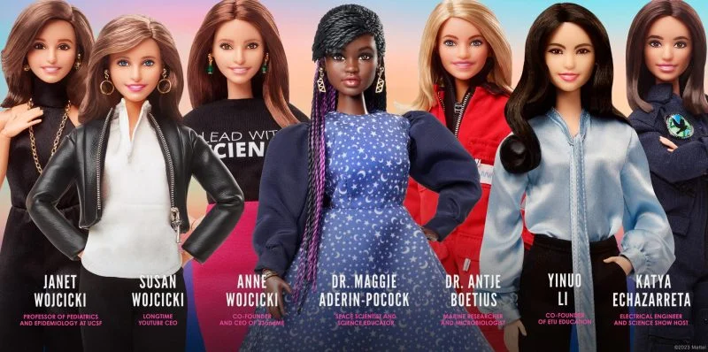 Colección de muñecas Barbie representando profesiones científicas y técnicas, una iniciativa para inspirar a más niñas a interesarse en carreras STEM