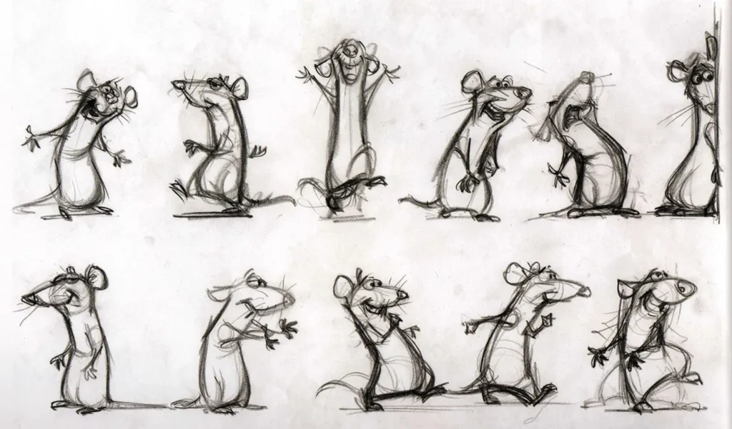 Storyboard detallado que explica paso a paso cómo se hacen los dibujos animados y la planificación de escenas